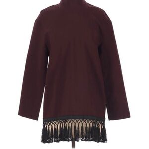 Zara Red Boxy Blouse with Mandarin Collar